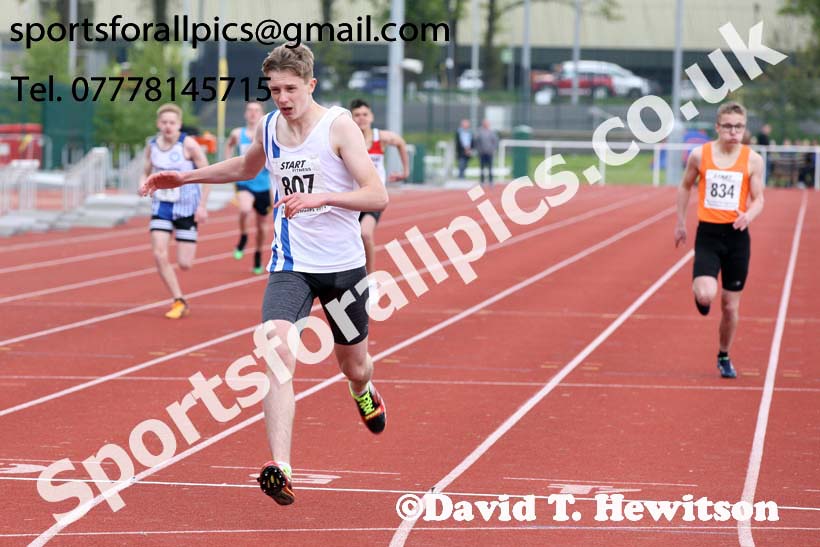 Boys under-15s 300 metres, 2019 North Eastern Track and Field Champs., Middlesbrough. Photo:  David T. Hewitson/Sports for All Pics